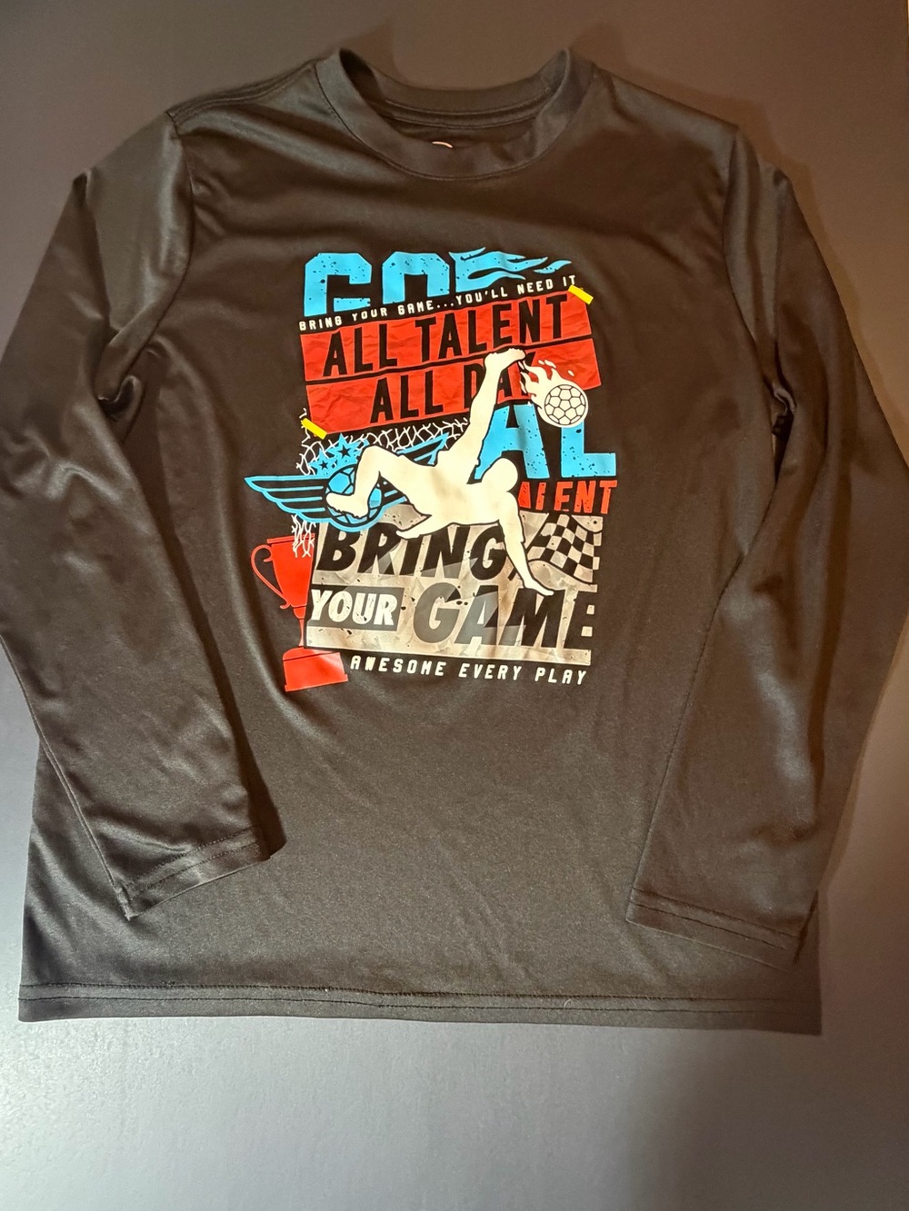 Athletic Works Black Long-Sleeve 'Bring Your Game' Graphic Shirt